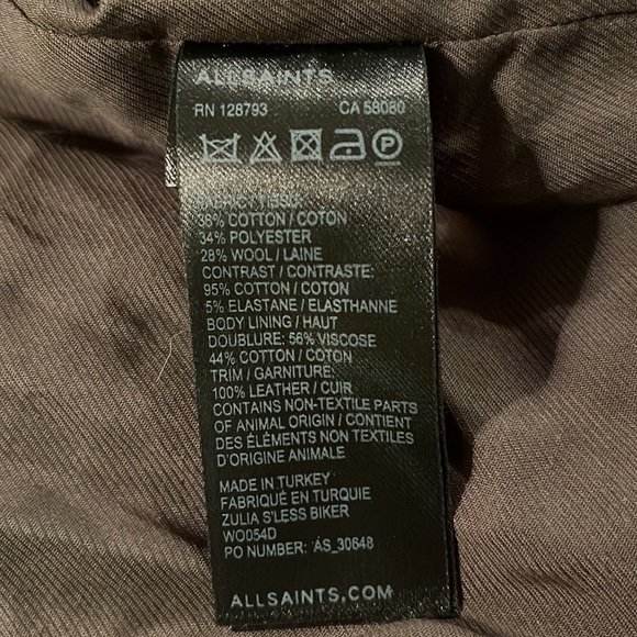 𝅺ALLSAINTS Italian Cloth Women’s Zulia Biker Moto Vest Brown Beige Size 6 - Picture 14 of 14